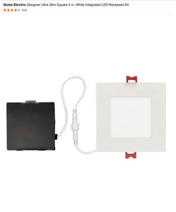 lot 25 image: (6) Globe Electric Designer Ultra Slim Square 4 in. White Integrated LED Recessed Kit. See Pictures