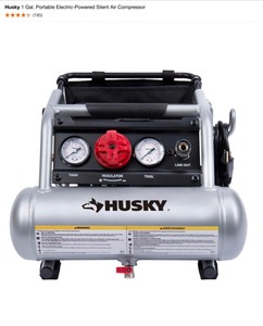 lot 26 image: Husky 1 Gal. Portable Electric-Powered Silent Air Compressor. Various Conditions. See Pictures