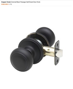 lot 28 image: Copper Creek Colonial Black Privacy BedBath & Passage HallCloset Door Knobs. See Pictures