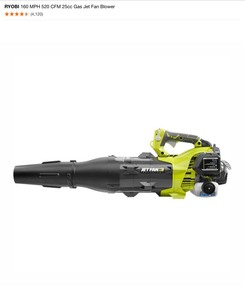 lot 46 image: RYOBI 160 MPH 520 CFM 25cc Gas Jet Fan Blower. See Pictures
