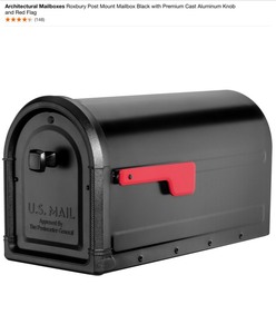 lot 48 image: Architectural Mailboxes Sequoia Black Heavy Duty Post Mount Mailbox, Roxbury Mailbox and Mailbox Adapters. See Pictures