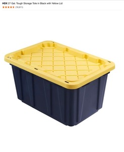 lot 58 image: (36) HDX 27 Gal. Tough Storage Tote in Black Without Lids. See Pictures