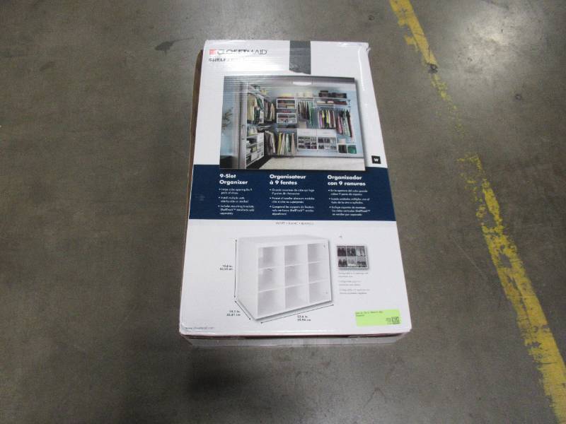lot 202 image: ClosetMaid Elite 19-34 in. White 9-Slot Organizer Model 3277