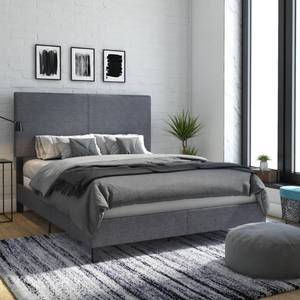 lot 106 image: Desert Fields Janford Queen Size Upholstered Bed In Gray Linen Model 4156439