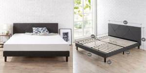 lot 107 image: ZINUS Judy King Size Upholstered Platform Bed Frame Model FGPP-K