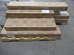 lot 140 image: WHOLESALE MIXED PALLET OF MISCELLANEOUS LEVOLOR CUSTOM FAUX WOOD BLINDS (Different Colors and Sizes)