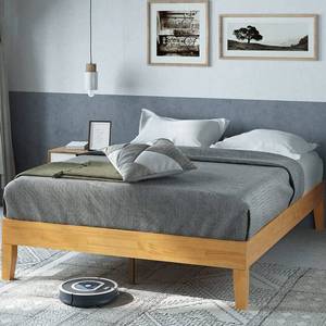 lot 144 image: Zinus Moiz Queen Size Solid Wood Platform Bed Model (Box Damaged, Item May Be Damaged) Model OLB-RWPBB-14Q
