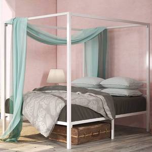lot 151 image: ZINUS Patricia Queen Size White Metal Canopy Platform Bed Frame Model OLB-CPBFW-Q (Box Damaged, Item Maybe Damaged)
