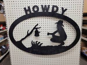 HOWDY Cowboy Metal Art Cutout - About 34 x 24 - NO SHIPPING