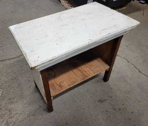Small White Table  Bench - About 31 x 19 x 27 Tall - NO SHIPPING