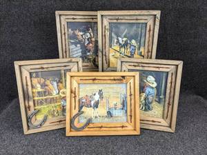 Lot of (5) Horse Prints in Frames