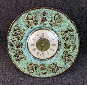 Round Vintage Tin Sessions Clock - Tested and Works