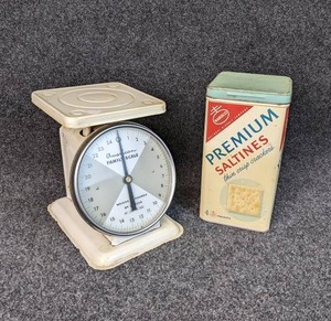 Vintage American Family Scale and Premium Saltine Cracker Tin