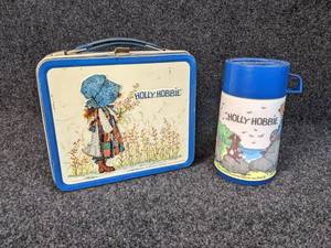 Vintage Holly Hobbie Tin Lunchbox with matching Thermos (1972)