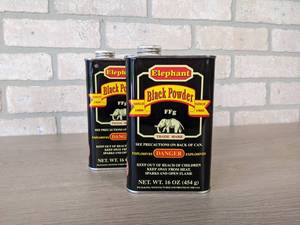 lot 138 image: 2 - 1# Cans of Elephant Black Powder - FFg, NO SHIPPING