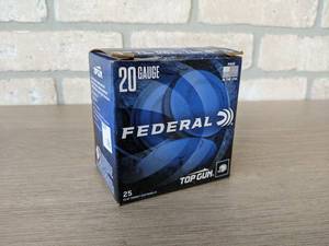 lot 202 image: 25 Rounds 20 Ga. Federal Top Gun Clay Target Shotgun Shells