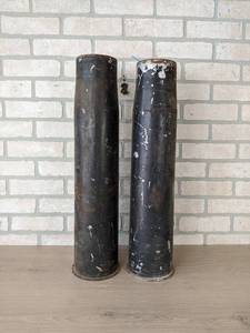 lot 260 image: Pair of Large Vietnam-Era Howitzer Steel Shell Casings