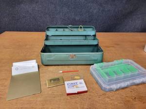 lot 99 image: Vintage Advertising (Olivia MN, Montevideo MN) Vintage Tackle Box and More