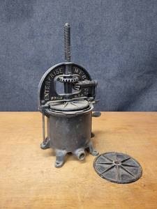 lot 139 image: Antique Enterprise Fruit Press  Sausage Stuffer - Nice Condition - About 24 Tall Overall - NO SHIPPING