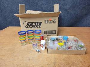 lot 146 image: (11) Rainbow Drinking Glasses and Collection of Shot Glasses