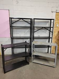 lot 161 image: (4) Sections of Light Gauge Metal Garage Shelving - (2) are 36 Wide x 70 Tall x 12 Deep and (2) are 36 Wide x 34 Tall x 12 Deep - NO SHIPPING