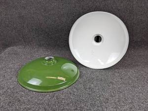 lot 55 image: Lot of 2 Industrial Green Enamel Light Shades