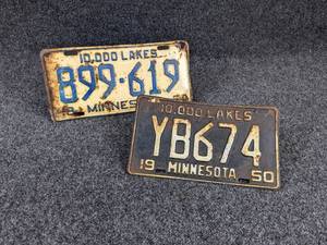lot 61 image: Pair of Minnesota License Plates - 1954 & 1950