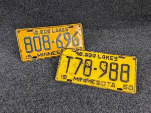 lot 62 image: Pair of Minnesota License Plates - 1952 & 1950