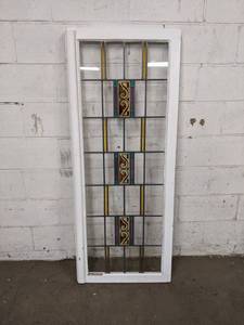 lot 7 image: Framed Leaded Stained Glass Window - Beautiful detail and colors No Shipping