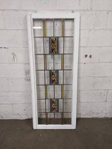 lot 8 image: Framed Leaded Stained Glass Window - Beautiful detail and colors No Shipping