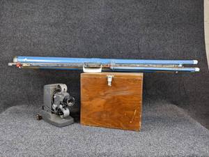 lot 179 image: Vintage Argus 35mm FilmSlide Projector in Homemade Box with Wards Pull-Up Projection Screen - NO SHIPPING