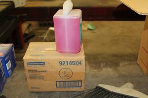 lot 241 image: Kimberly-Clark Professional Soap Dispenser (in box)  with Kleenex Gentle Lotion Skin Cleaner Soap