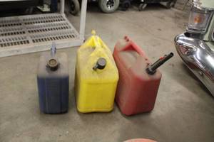 lot 145 image: Lot of (3) Plastic Fuel Cans  - Kerosene 2.5-Gallon, Diesel 5-Gallon, Gasoline 5-Gallon