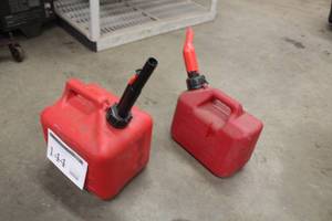 lot 144 image: Lot of (2) Plastic Gas Cans 1-14 Gallon, 2-Gallon