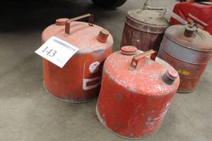 lot 143 image: Lot of (2) Metal Gas Cans 5-Gallon