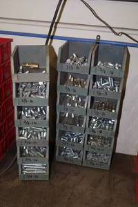 lot 204 image: Lot of (18) Plastic Stackable Parts Organizer Bins  - Hardware