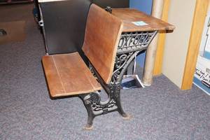 lot 11 image: Antique Oxford Wood School Desk