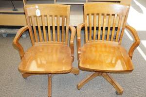lot 26 image: (2) Wood Desk Chairs