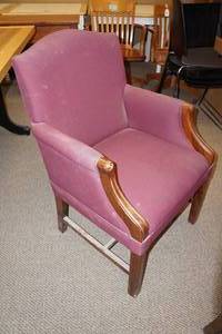 lot 28 image: (4) Fabric and Wood Lobby Chairs