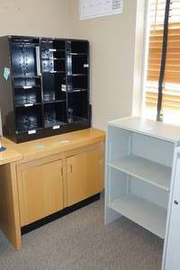 lot 35 image: Wood Cabinet, Office Organizer, Book Shelf