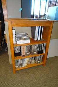 lot 45 image: Wood Book Case with Hanging Organization