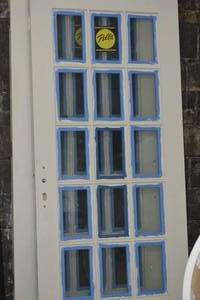 Pella Archetech Series double hardwood french doors one side painted