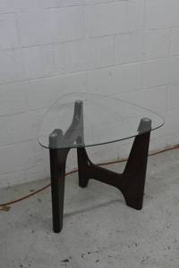 Glass side table 24 tall 26 wide  matches #70 coffee table