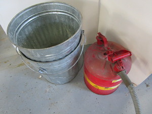 lot 328 image: Safety Gas Can, Trash Pails