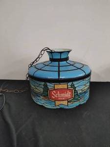 lot 9 image: Vintage Schmidt Beer Hanging Lamp