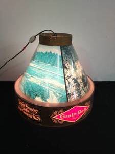 lot 10 image: Vintage Grain Belt Beer Hanging Lamp