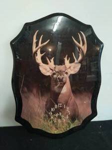 lot 24 image: Wood Backed Clock with Lacquered Image