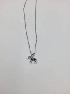 Moose Charm with Trees on a silver chain. New