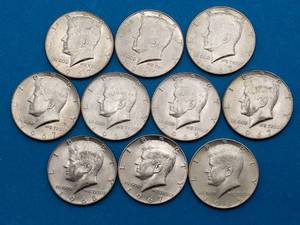 10 Uncirculated Kennedy Half Dollars, 40% Silver, Mixed Dates