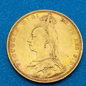 Rare 1890 British Gold Sovereign 14 Ounce Coin--Queen Victoria-Jubilee Head